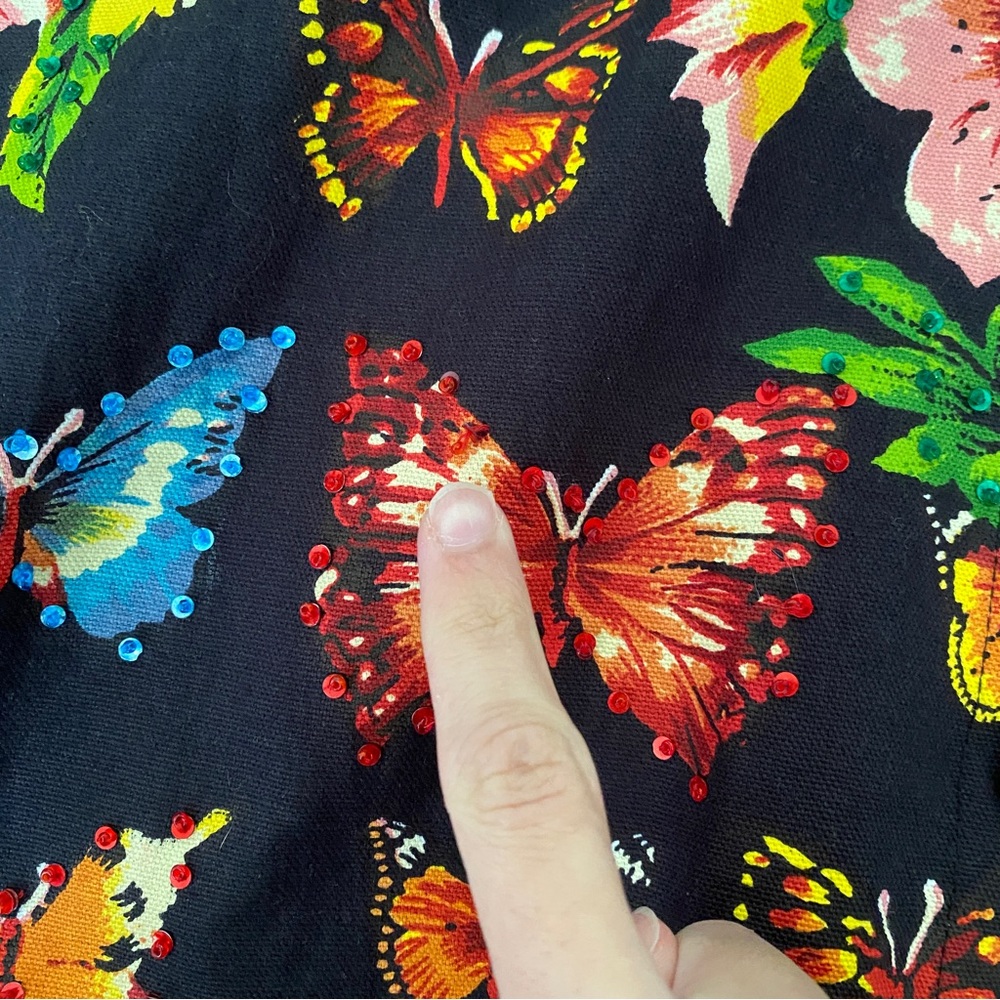 Take Two 90s Y2k Butterfly Sequins Button Up Blac… - image 6